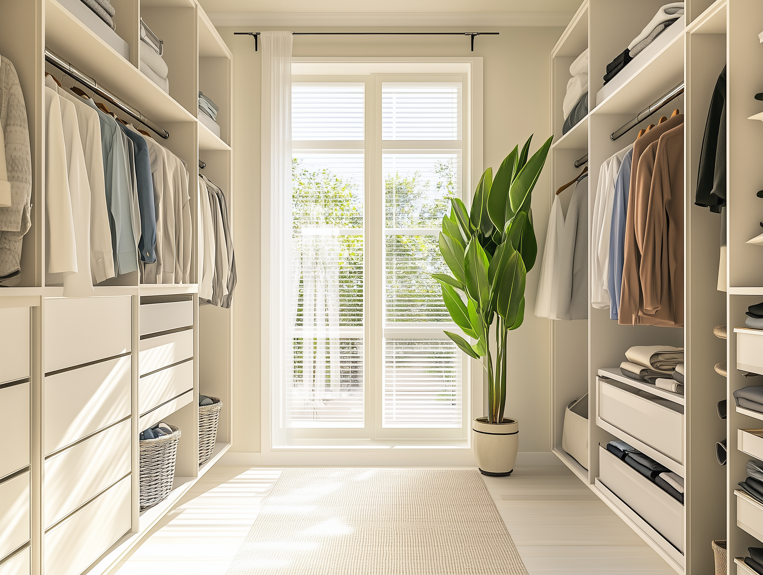 Organized walk-in closet