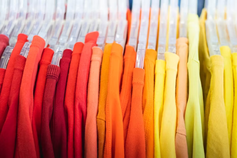 Clothes arranged by color