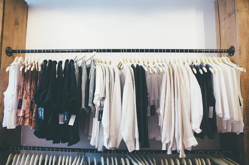 Clothes hanged in a closet