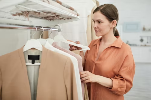 Woman checking clothes